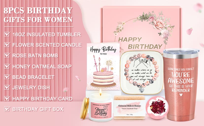 Birthday Gifts for Women Happy Birthday Gifts Basket for Women Best Friend Birthday Gifts for Women Friendship Birthday Presents for Women Birthday gifts Ideas Box for Woman Sister Her Coworker Bestie