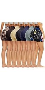 TNNZEET 7 Pack Biker Shorts for Women - 5''/8''/3'' High Waisted Workout Tummy Control Spandex Gym Shorts for Yoga Athletic
