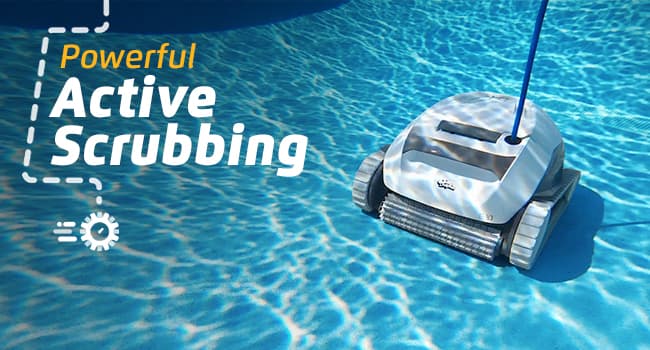 Dolphin E10 Automatic Robotic Pool Vacuum Cleaner, Active Scrubber Brush, Top Load Filters Access
