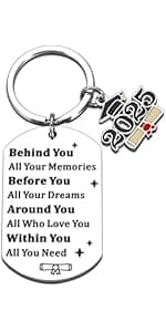 KINMES Funny College Graduation Gifts for Him Her 2025 College High School Master Degree Graduation Gifts, Senior Gift for Son Daughter Class of 2025 Keychain, Senior Night Gift for Graduate Friends