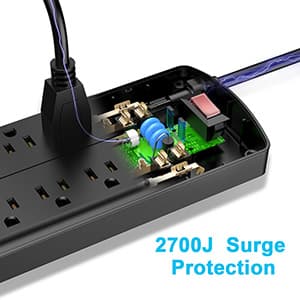 Power Strip, ALESTOR Surge Protector with 12 Outlets and 4 USB Ports, 6 Feet Extension Cord (1875W/15A), 2700 Joules, ETL Listed, Black
