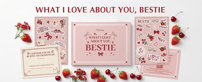 Customized Bestie Book, Friendship Gifts For Women Birthday, Personalized Christmas Gift for Best Friends What I Love About You Bestie Gifts, Fill In The Blank Book For Best Friends B0GTTKBPBX