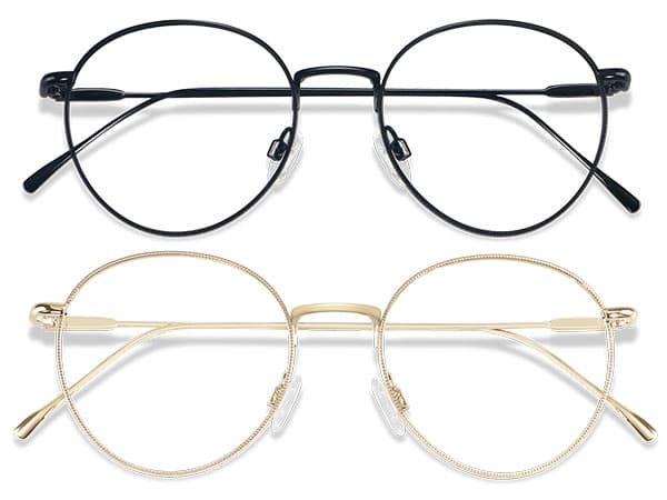 ANDWOOD Blue Light Blocking Glasses Women Men Small Face Computer Clear Bluelight Blocker Super Lightweight Metal Frame Round