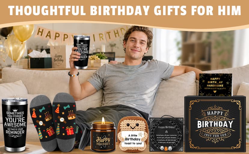 Birthday Gifts for Men Funny Birthday Gift Ideas Unique Presents Baskets for Him Happy Bday Gift Box for Men Who Have Everything Cool Bday Sets for Man Boyfriend Male Friends Bf Brother Adult Husband B0H4KYHPZ4