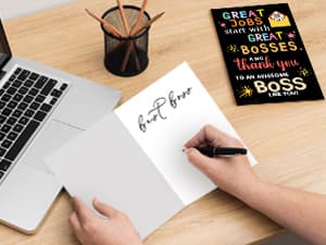 Thank You Card Gifts for Boss Leader Manager, Cute Boss's Day Card for Her Him, Best Boss Appreciation Card for Men Women