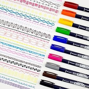 Tombow 62038 Fudenosuke Brush Pen, 2-Pack. Soft and Hard Tip Fudenosuke Brush Pens for Calligraphy and Art Drawings
