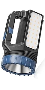 Solar/Rechargeable Multi Function 1000 Lumens LED Flashlight, with Emergency Strobe Light and 1200 Mah Battery, Emergency Power Supply and USB Charging Cable, Fast Charging (1PC)