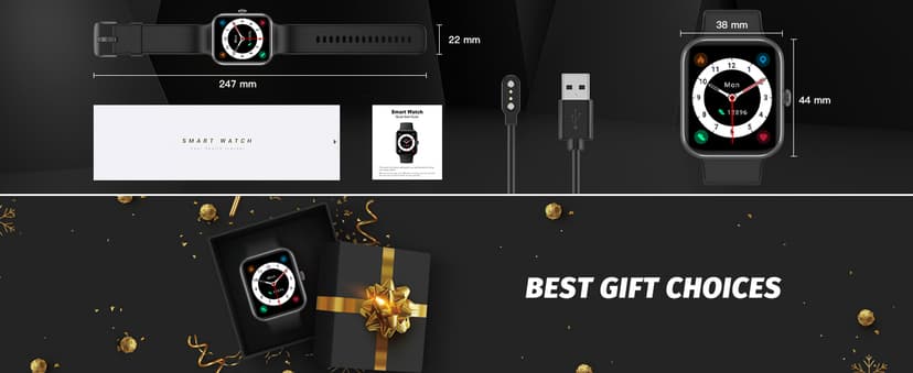 EURANS Smart Watch 45mm, AMOLED Fitness Watch with Heart Rate/Sleep Monitor Steps Calories Counter, IP68 Waterproof Activity Tracker Compatible with Android iOS