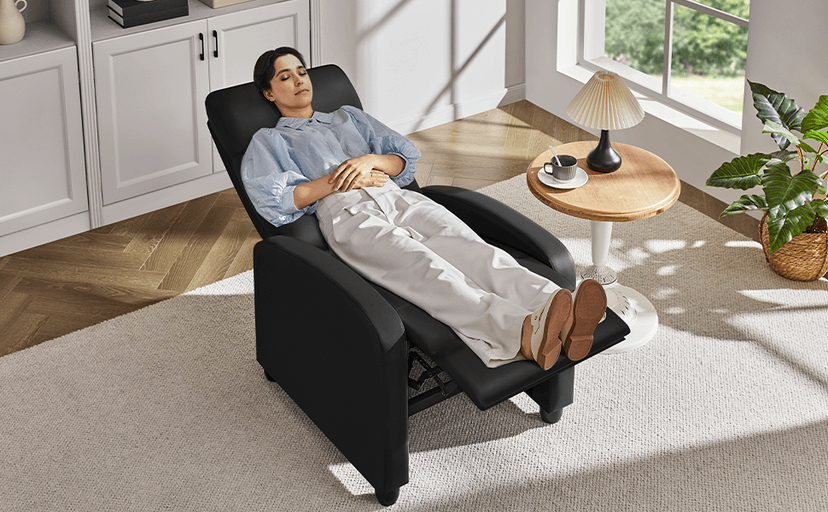 Yaheetech 2-Seat Reclining Chair Leather Recliner Sofa Modern Chaise Couch Lounger Sofa for Living Room Home Theater Black