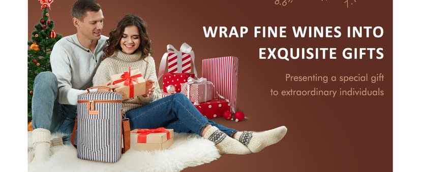 Tirrinia 4 Bottle Wine Gift Carrier - Leakproof & Insulated Padded Portable Versatile Wine Carrying Cooler Tote Bag for Travel, BYOB Restaurants, Wine Tasting, Parties,Gift for Wine Lovers, Beige