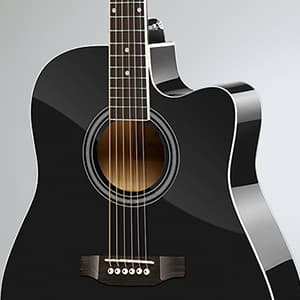 Moukey 41" Acoustic Guitar for Beginners Adult Teen Full Size Guitarra Acustica with Chord Poster, Gig Bag, Tuner,Steel Strings, Capo, Strap - Black
