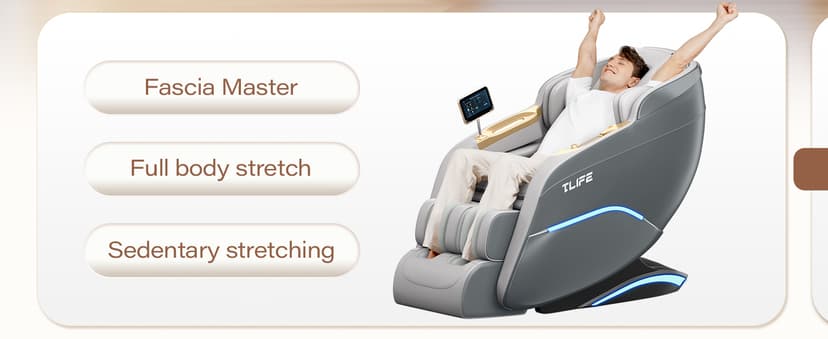 TLIFE Massage Chair Full Body, 160°Zero Gravity Recliner with Body Scan, 50" SL-Track Shiatsu Massage Chair, Fixed Point Massage, Foot Rollers, 12 Auto Modes, Deep Yoga Stretch, Heating, Grey
