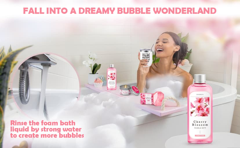 Gifts for Women Birthday Gifts, Spa Gifts Set- 10 Pcs Christmas Valentine's Mother's Day Gifts and Cherry Blossoms Self Care Package Gifts Women, Relaxing Gifts Basket