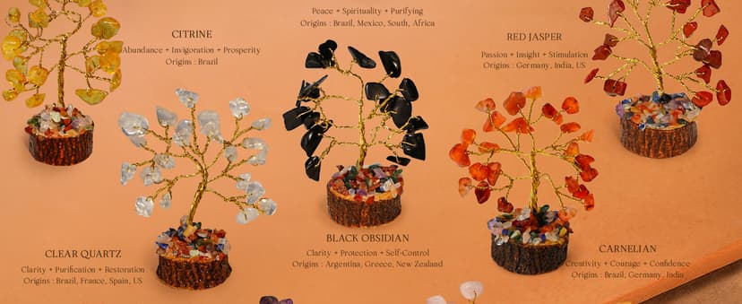 Chakra Healing Crystal Tree Set of 12, Thoughtful Gifts for Women, Office Desk Decoration, Home, Shelf Decor for Positive Energy, Money, Reiki Healing, Good Luck, Birthday Gifts for Mom Love Ones