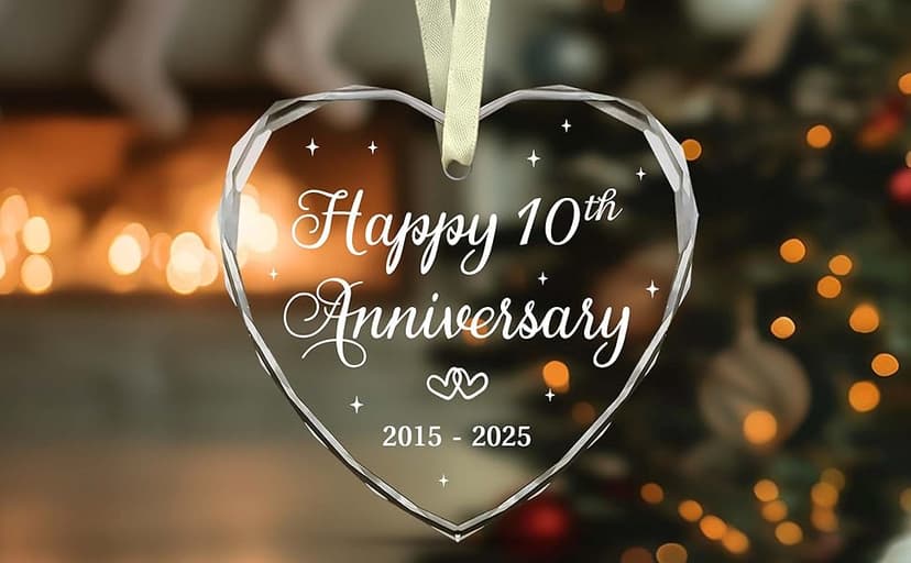 BSQUIELE Christmas Ornament for 10th Anniversary - Happy 10th Anniversary Ornament 2025-10th Wedding Ornament - 10 Year of Marriage Gifts for Couple - Birthday Gift for Husband, Wife