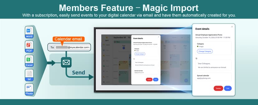 Canupdog 15.6 Inch Digital Calendar Wall Planner 2025-2026 – HD Touchscreen Smart Photo Display for Family Schedules, 32GB Electronic Calendar Chore Chart + To-do List, Christmas Gifts for Women Mom