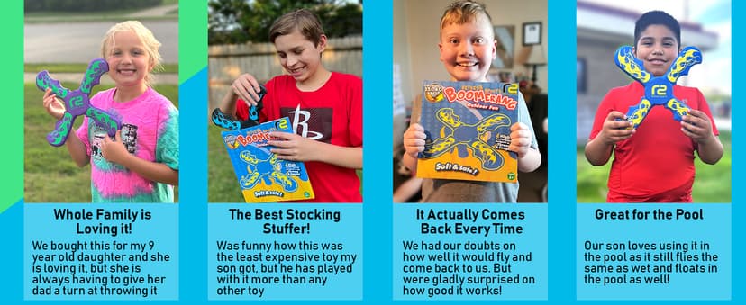 Boomerang for Kids - It Really Does Fly Back - Fun & Easy to Use Gifts for Boys & Girls - Best Toys for Ages 8-13 Gift Idea - Soft Foam Design Stocking Stuffers for Kids 6 7 8 9 10+ Year Old Boy Gifts