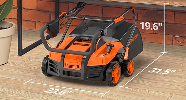 16” Artificial Turf Vacuum,1800w Grass Sweeper 15 Amp Lawn Sweeper Yard Power Brush with 45L Removable Leaf Collection Bag, Quick-Fold, Keeps Clear Sweepy Box, Orange