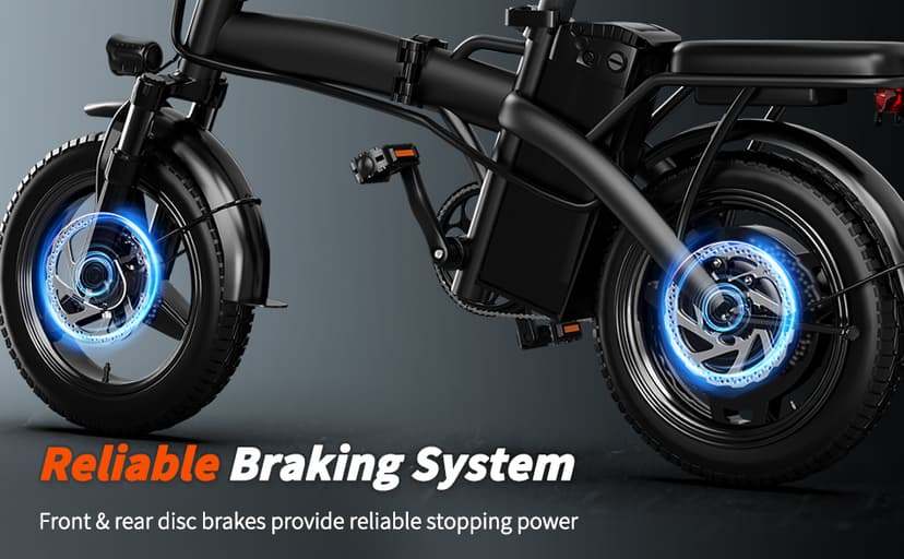 Electric Bike for Adults&Teens,550w Motor | 48V 12V Removable Battery | 23Mph Speed | PAS Mode 35 Miles Range | 14" Foldable E-Bike | Dual Disc Brakes | Ul 2849 Certified | Commuter Mini Bikes