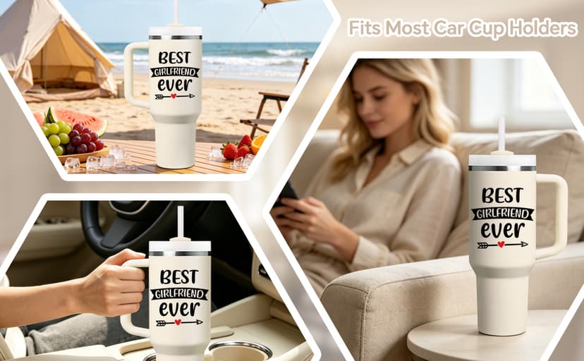 Birthday Gifts for Girlfriend - Anniversary, Christmas, Valentine Day Gift for Women, Her - Best Girlfriend Ever Tumbler SpenMeta Gifts for Girlfriend - Girlfriend Birthday Gifts - 40oz Tumbler B0H2GY21XK