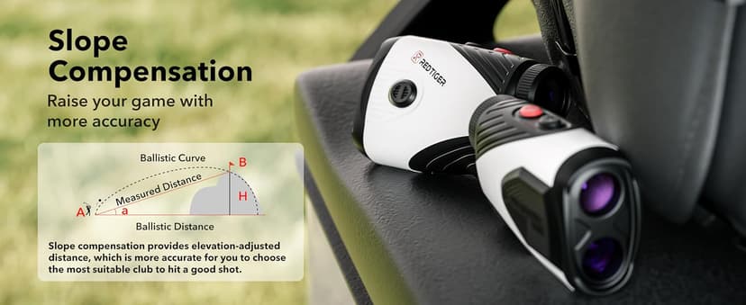 REDTIGER Golf Rangefinder with Slope, 1200 Yards Laser Range Finder Golfing, 7X Magnification, Flag Pole Locking Vibration, Rechargeable Range Finders with Magnet Stripe, GolfVue Series 1
