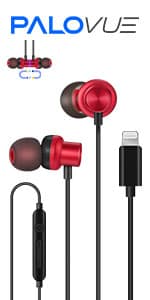 PALOVUE iPhone Headphones Earbuds Earphones wtih Lightning Connector Apple MFi Certified Compatible 14 13 12 11 Pro Max X XS XR 8 7 Plus with Microphone Controller SweetFlow Black