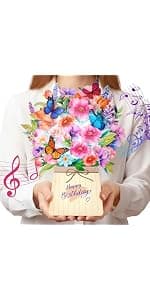 Airpark Anniversary Card with Music & Lights, 3D Pop Up Happy Anniversary Cards for Him Her Husband Wife Couple, Fireworks & Rose Lily Paper Flowers