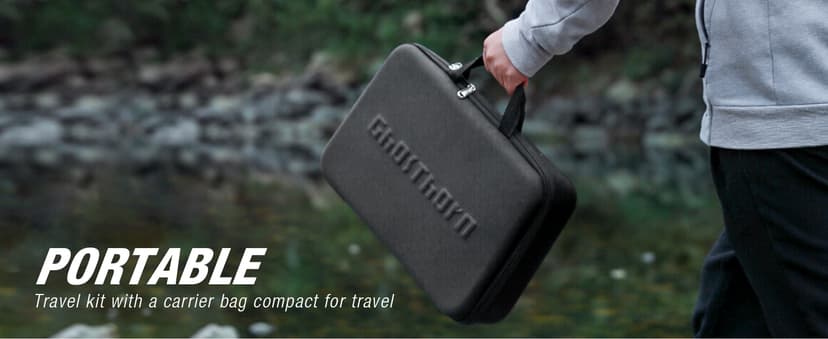 Ghosthorn Fishing Rod and Reel Combo Graphite Telescoping Fishing Pole Portable Travel Kit with Carrier Bag for Freshwater Saltwater