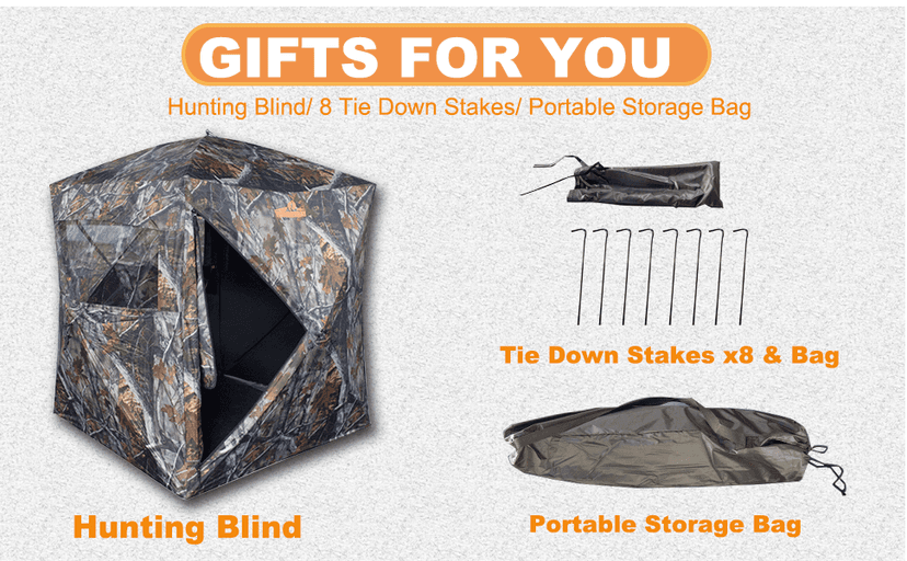 THUNDERBAY SPUR Collector 3 Person Hunting Blind, Portable Ground Blind with Silent Windows, Portable Durable Hunting Tent for Deer & Turkey Hunting