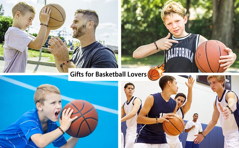 Tifeson Christmas Stocking Stuffers Gifts for Boys, Basketball Bracelet for Son Grandson Team Players Fan Adjustable Inspirational Beaded Bracelet for Birthday Christmas Gifts