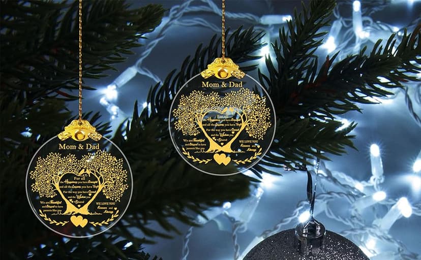 Anniversary Ornament Gift for Mom and Dad Wedding, Mom and Dad Anniversary Ornament, Moms and Dads Christmas Glass Ornaments Gift for Couple Husband Wife Married Parents Grandparents 3"