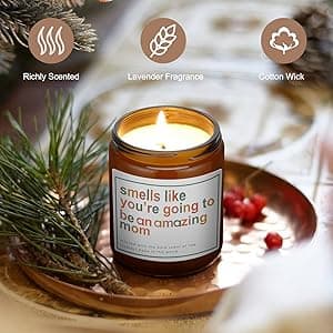 Mothers Day Gifts for Mom,New Mom Gifts,Gift for New Moms,Mothers Gift After Birth-7 OZ Lavender Soy Wax Candle