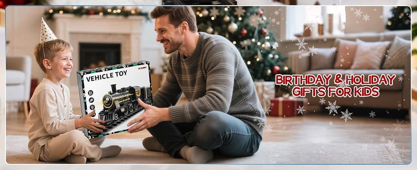 DULONIME Train Set for Toddlers 2-4, Electrical Trains with Track, Smoke, Light, Sound and Scene, Christmas Train Sets for Around The Tree, Christmas Birthday Gifts for Boys Girls 3-8 Years Old