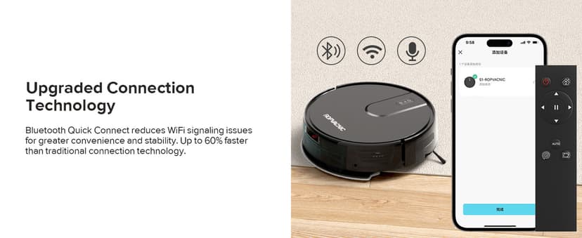 ROPVACNIC Robot Vacuum Cleaner Robot Vacuum and Mop Combo with 4000Pa Suction, Personalized Cleaning Adjustments, Self-Charging Robotic Vacuum Cleaner, Advanced Obstacle Avoidance
