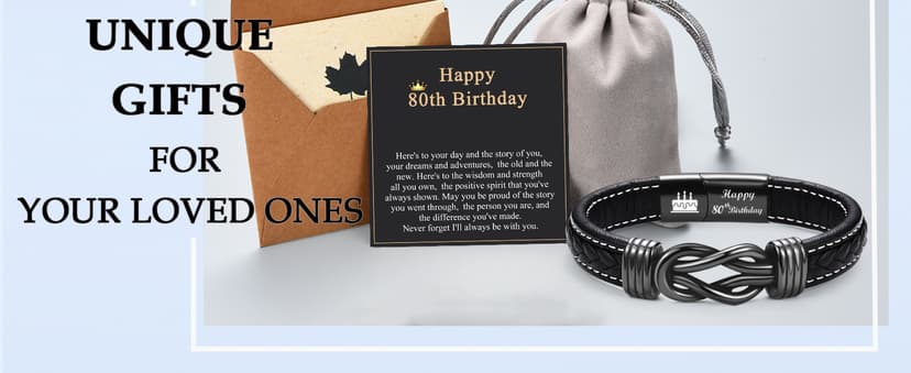 13th 16th 17th 18th 21st Birthday Gifts for Boys Him Male, Happy Birthday Leather Bracelet Gifts for 13 16 18 21 Year Old Boy Male Man Son Grandson Nephew Brother Friend with Sweet Birthday Card