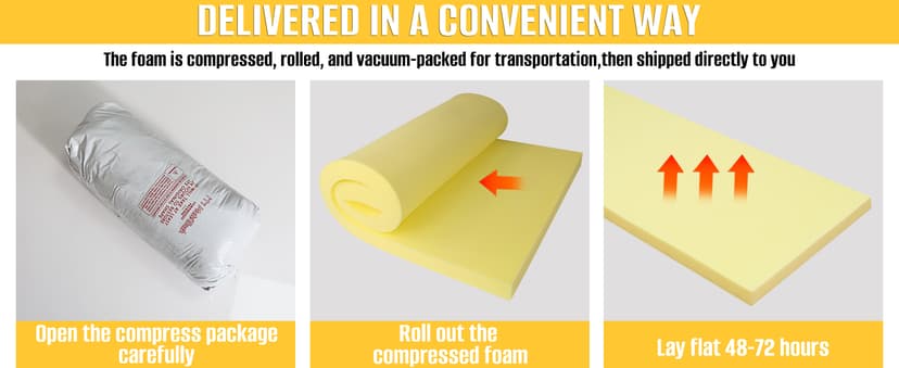 High Density Upholstery Foam Sheet, 1 x 16 x 79 Inch Yellow Polyurethane Padding, Cut-to-Size Cushion Replacement for Couch, Chair, Sofa, Bench & DIY Projects