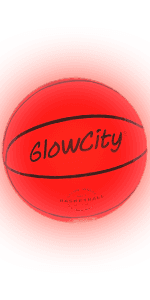 GlowCity Glow in The Dark Basketball - Sizes 5, 6, 7 Light Up Ball for Kids, Teens & Adults - Red Glow for Outdoor Games - Sports Birthday Gifts Ideas for Boys Ages 6 7 8 9 10 11 12 13 14
