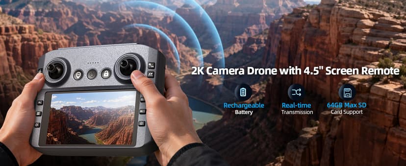 GPS Drone with Camera for Adults, 2K FPV Drone with 4.5" Screen Remote Controller, Brushless Motor, Auto Return, Follow Me, Tap Fly & Circle Fly, Long Flight Time Foldable Quadcopter for Beginners