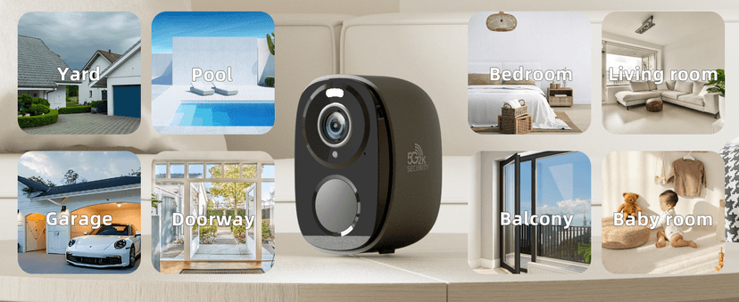 Rraycom 4Pack 5G/2.4G Security Cameras Wireless Outdoor,2K Battery Powered AI Motion Detection Siren Alarm WiFi Home Indoor Camera, Color Night Vision, 2-Way Talk, Waterproof, Works w/Alexa, Cloud/SD