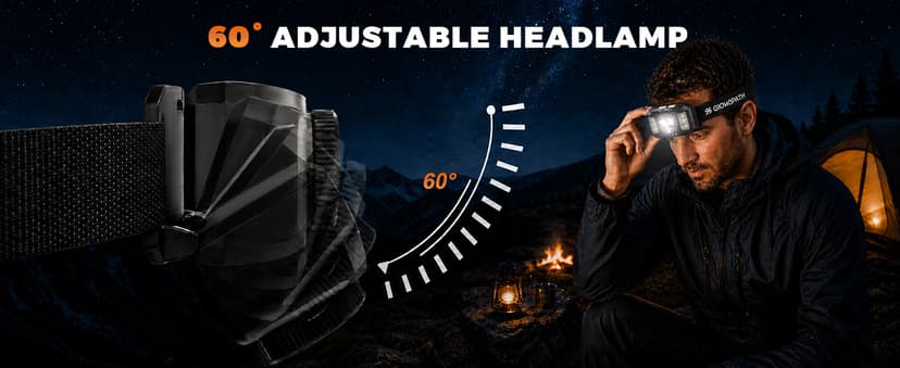 Upgraded Headlamp Rechargeable, Ultra Bright Headlight Flashlight with White Red Light, Motion Sensor Head Lights for Forehead, 6 Modes Head Lamp for Outdoor Camping Running Waterproof (2, Black)
