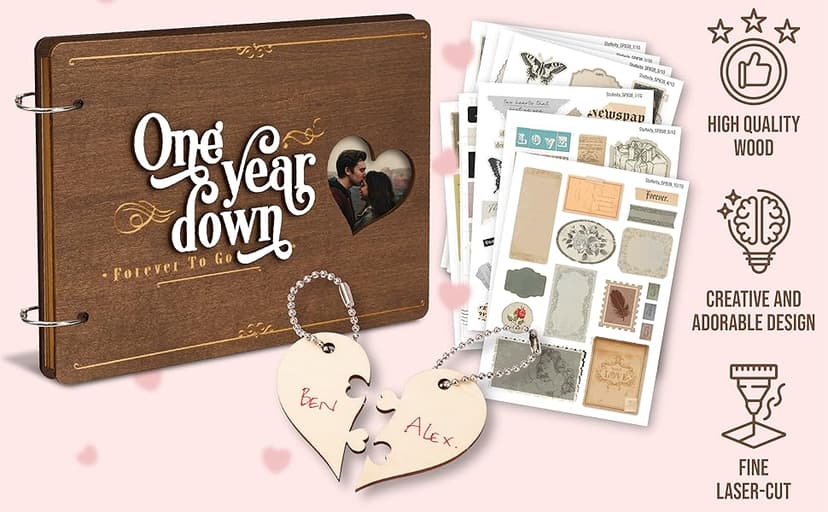 1 Year Anniversary Boyfriend Gifts - One Year Anniversary Dating Gifts For Her Girlfriend, First Paper Anniversary For Him Men, 1 Year Anniversary Scrapbook, 1st Anniversary Wedding Gift