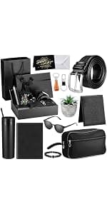 Skylety 13 Pcs Birthdays Gifts Baskets for Men Father Gift for Men Birthdays Gift Box 16 oz Tumblers Wallet Toiletry Bag Sock Bottle Opener Belt Bracelet Glasses Pen for Father's Day Dad Husband B0DJ92ZCJ1