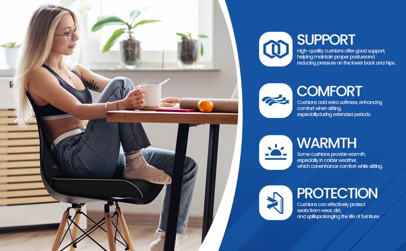 SweetSlubr Seat Cushion for Tailbone Pain Relief, Office Chair Cushion, Memory Foam Large Cushion with Non-Slip Cover for Soft Support at Office Chair, Car Seat, Airplane, Floor Pillow, Black/Large