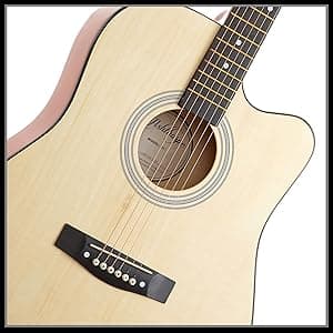 Ashthorpe 41-inch Beginner Cutaway Acoustic Guitar Package (Natural), Full Size Basic Starter Kit w/Gig Bag, Strings, Strap, Tuner, Picks