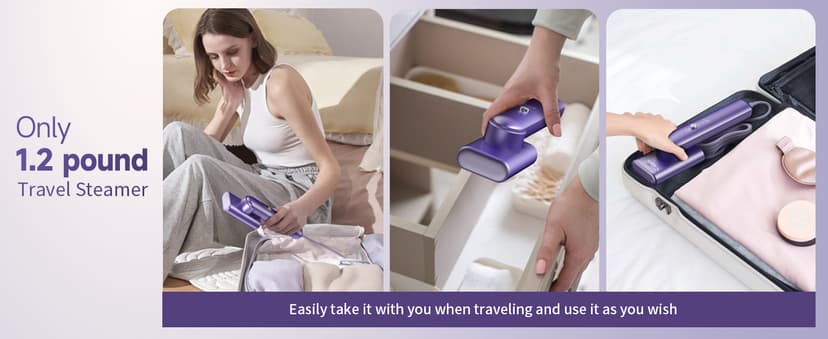 Portable Travel Steamer for clothes - 1200W Clothes Steamer Handheld Remover Fabric Clothing Wrinkles, 15s Fast Heat-up Garment Steamer, 120V Countries Steam iron for Home, Travel