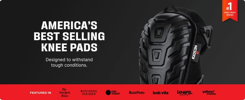 NoCry Professional Gel Knee Pads for Work with Soft Foam and Gel Cushion — Heavy Duty Cap, Reinforced Adjustable Straps, Military-Grade Rivets and Built-in Hang Loops — Perfect for Construction