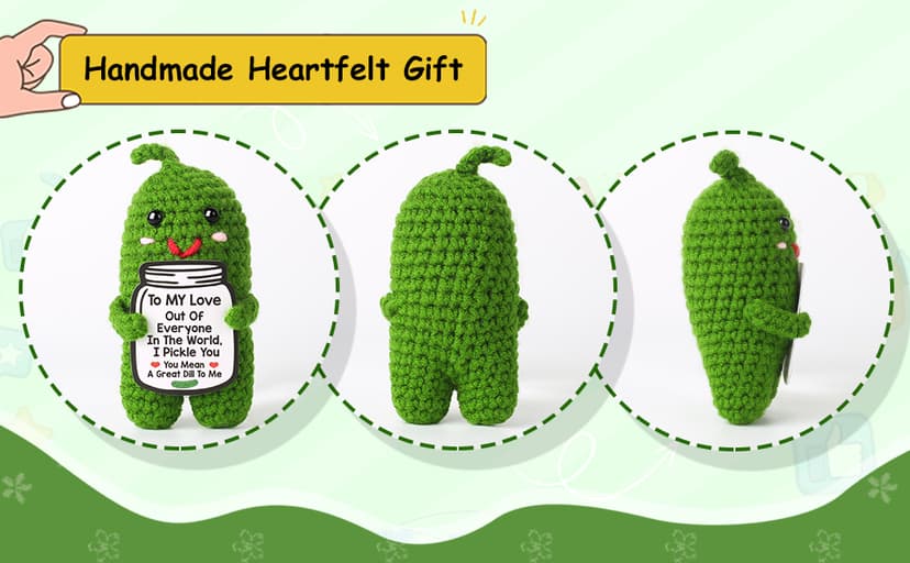 I Love You Gifts for Her, Him, Wife, Husband, Couple, Romantic Gifts for Boyfriend Girlfriend, Anniversary Perfect Gifts for Women Men, Handmade Crochet Pickle