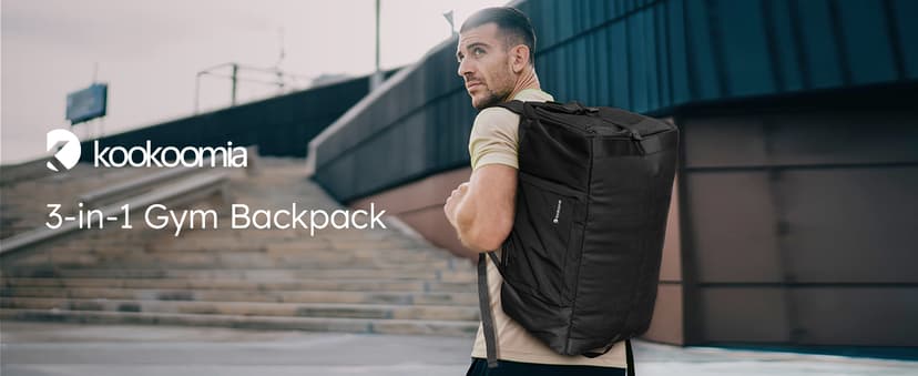 kookoomia Gym Bag for Men with Shoes Compartment and Wet Pocket Convertible Duffle Bag and Gym Backpack Waterproof Sports Bags for Men with 2 Bottle Holders Multipurpose Weekender Overnight Bag -Black