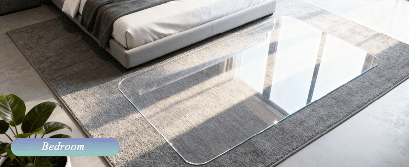 Vicwe Glass Chair Mat for Carpet,32"x48" Tempered Glass Office Chair Mat,1/5" Thick Glass Chair Mat with Rounded and Polished Edges,Smooth Glide for Carpet & Hardwood Floor Protection