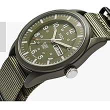 Infantry Mens Military Watch, Vietnam Style Field Watches for Men, Tactical 12/24H Military Time Analog Watch, Waterproof Day Date Quartz Wristwatch w/Green Nylon Band, Work Watch for Man